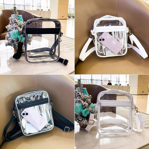 TotePrint 2 Packs Clear Black+White Wallet for Men and Women,Chest Crossbody🙈 - Picture 5 of 9